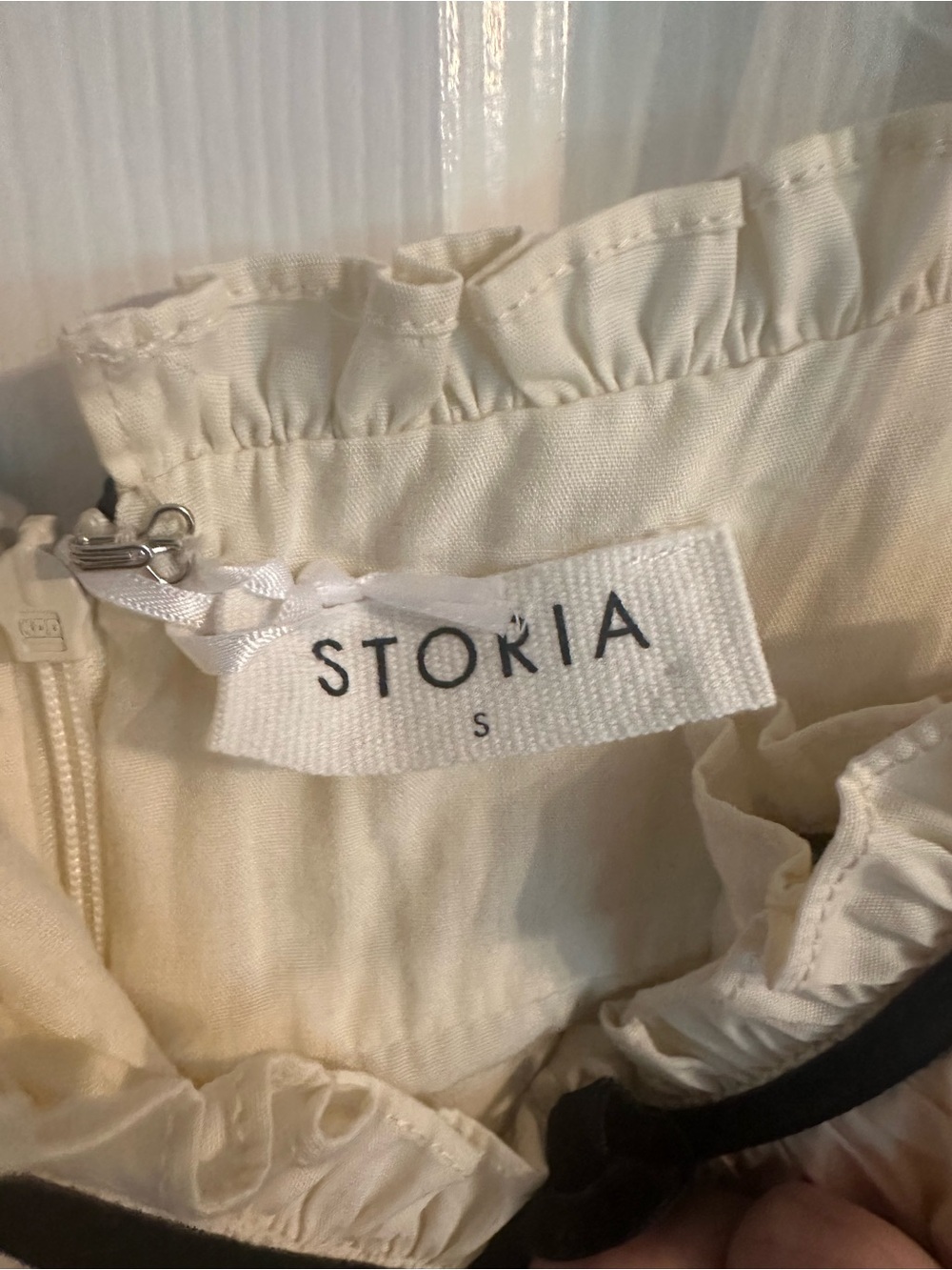 Storia Cream Midi Dress with Black Trim - Picture 5 of 6